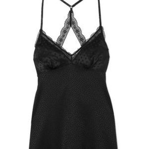 Stella McCartney Camelia daring lace trimmed stretch silk satin jacquard chemise